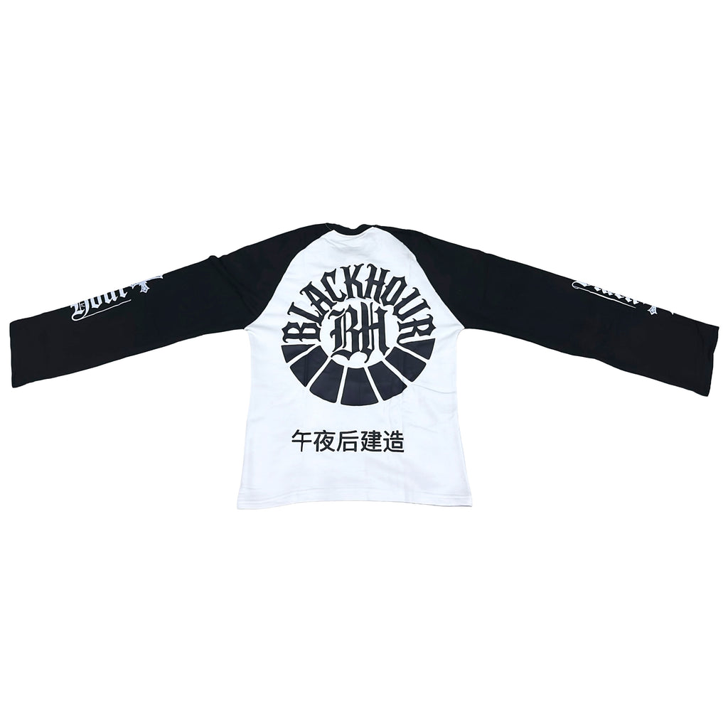BlackHour Split Script Raglan Long Sleeve
