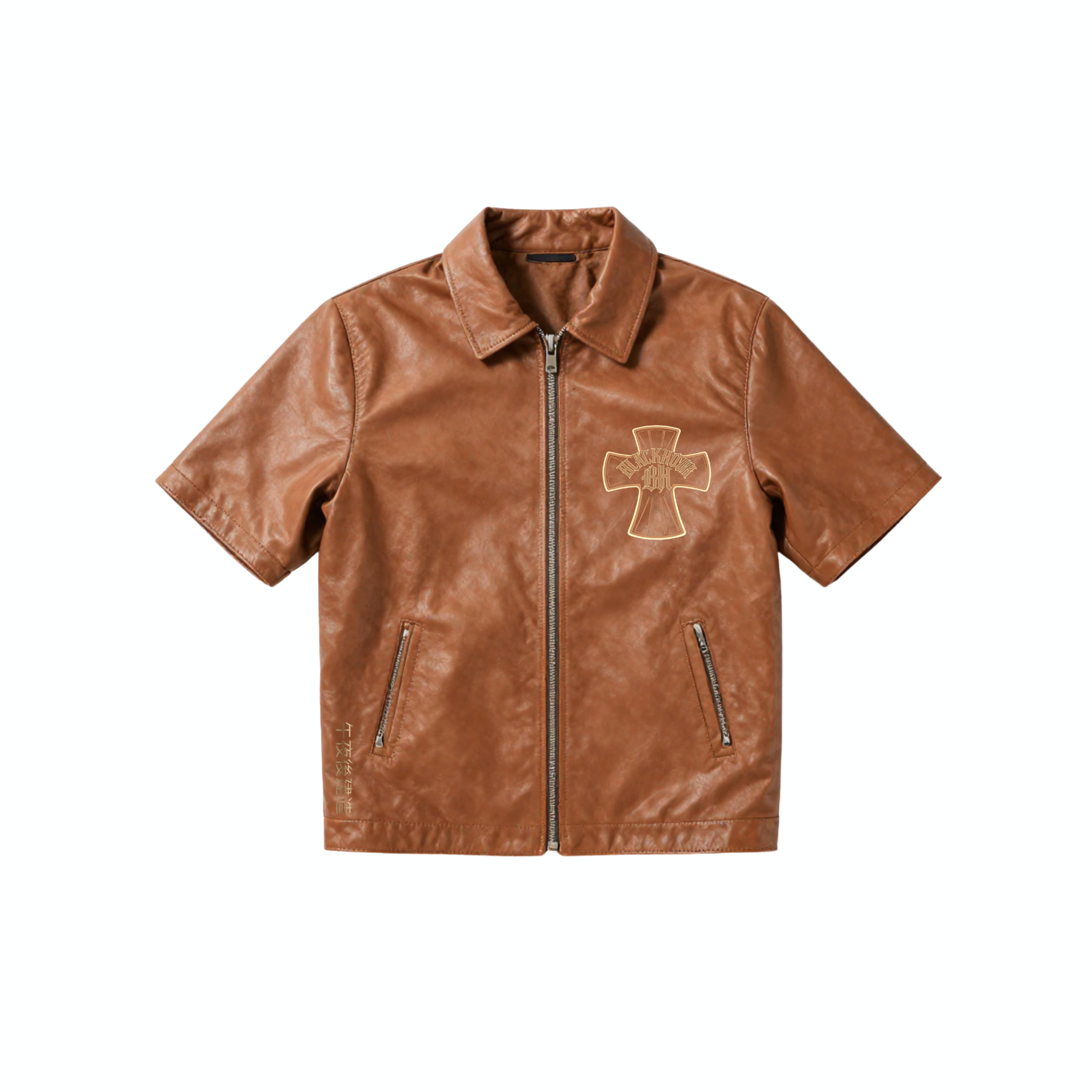 BlackHour Brown Cross Leather Jacket