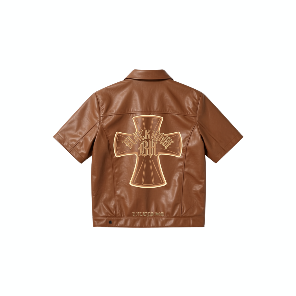 BlackHour Brown Cross Leather Jacket