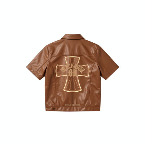 BlackHour Brown Cross Leather Jacket